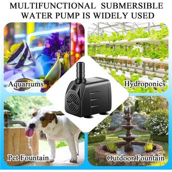 Submersible Pump, Small Fountain Pump with Tubing, Submersible Water Pump - Picture 7 of 8